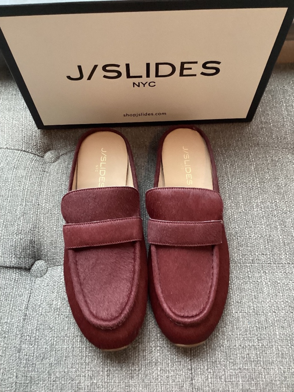 JSlides Paula Genuine Calf Hair Mule, size 10